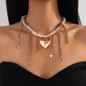 🔥Cold Style Viral💎Love Pearl Tassel Necklace | Layering Chain Jewelry | TikTok Aesthetic Collarbone Pendant [Flash Sale] Dainty Adjustable Chain✨Trendy Boho Accessories for Women❤️Unisex Gift Idea
