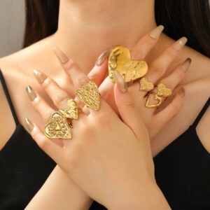 "❤️Love Knot Stainless Steel Ring Set | 7-Piece Crinkle Texture Adjustable Stackable Jewelry [TikTok Viral] Boho Unisex Gift Idea✨"