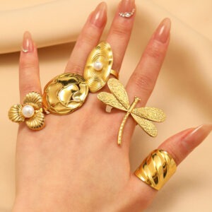 ✨ Whimsiglam Ring Set – 5-Piece Statement Jewelry | Dragonfly, Floral & Oval Cocktail Rings | Summer 2025 Edition