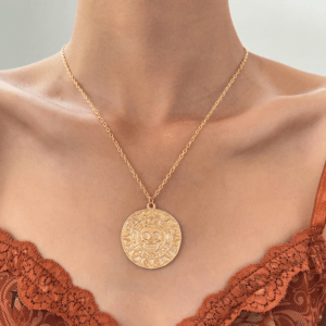 ☠️ Aztec Pirate Coin Necklace – Gothic Skull Pendant Chain | Caribbean Curse Movie-Inspired Jewelry | Unisex Statement Accessory