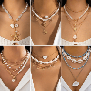 🌊 Beachy Pearl Beaded Necklace – Vintage Starfish & Shell Pendant | Boho Resort Jewelry for Summer Vibes