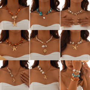 🐚 Beachy Shell Clavicle Necklace – Vacation-Inspired Ocean Pendant Jewelry for Summer Vibes