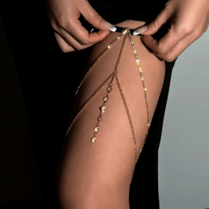 ✨ Rhinestone Pearl Leg Chain – Sexy Elastic Beach Anklet | Casual Sparkling Body Jewelry for Women