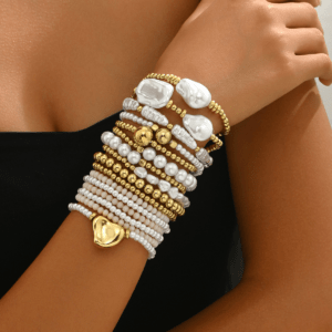 Fashion Geometric Bracelet Set for Women | Unique Beaded Design | High-End Multi-Layered Bracelets