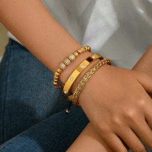 Vintage Hip Hop European Style Bracelet | Multi-Layered Zircon Inlaid Open Adjustable Design | Unique Hand Jewelry